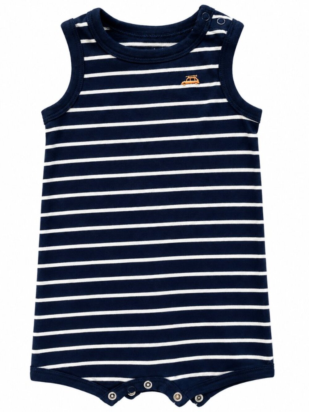 NWOT Carter’s Baby Navy White Striped Car Romper 6M Sleeveless Cotton